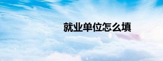 就业单位怎么填