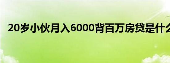20岁小伙月入6000背百万房贷是什么情况
