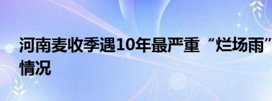 河南麦收季遇10年最严重“烂场雨”是什么情况