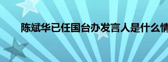 陈斌华已任国台办发言人是什么情况