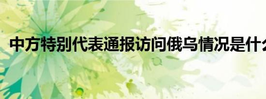 中方特别代表通报访问俄乌情况是什么情况