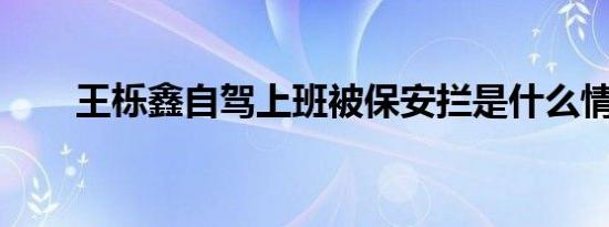 王栎鑫自驾上班被保安拦是什么情况