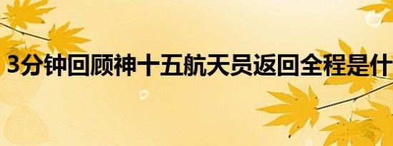 3分钟回顾神十五航天员返回全程是什么情况
