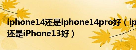 iphone14还是iphone14pro好（iphone14还是iPhone13好）
