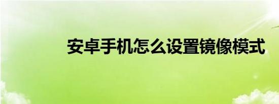 安卓手机怎么设置镜像模式