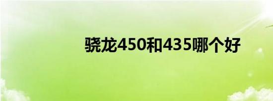 骁龙450和435哪个好