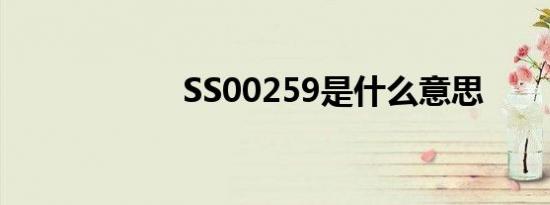  SS00259是什么意思