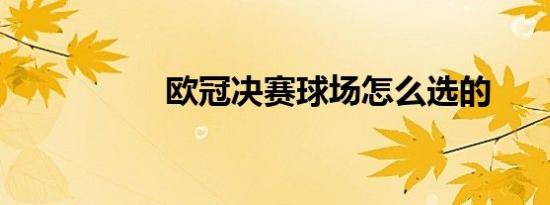 欧冠决赛球场怎么选的