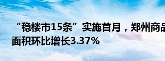 “稳楼市15条”实施首月，郑州商品房销售面积环比增长3.37%