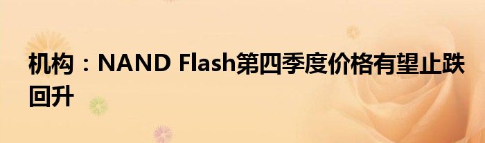 机构：NAND Flash第四季度价格有望止跌回升
