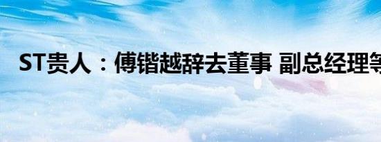 ST贵人：傅锴越辞去董事 副总经理等职务