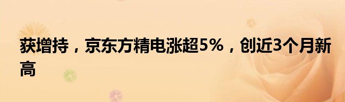 获增持，京东方精电涨超5%，创近3个月新高