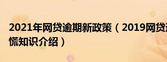 2021年网贷逾期新政策（2019网贷逾期不再慌知识介绍）
