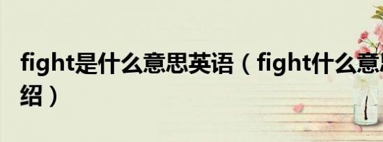 fight是什么意思英语（fight什么意思知识介绍）