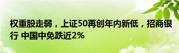 权重股走弱，上证50再创年内新低，招商银行 中国中免跌近2%