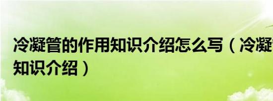 冷凝管的作用知识介绍怎么写（冷凝管的作用知识介绍）