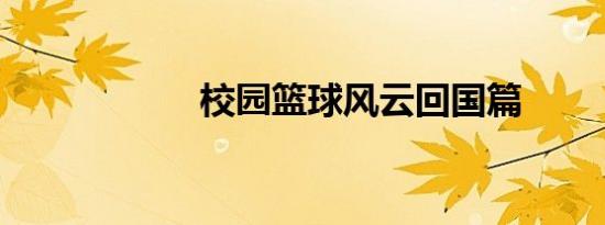 校园篮球风云回国篇