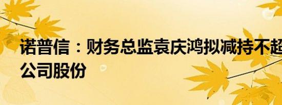诺普信：财务总监袁庆鸿拟减持不超17万股公司股份