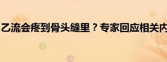 乙流会疼到骨头缝里？专家回应相关内容介绍