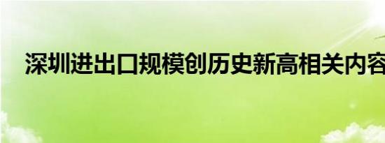 深圳进出口规模创历史新高相关内容介绍