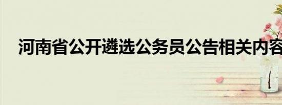 河南省公开遴选公务员公告相关内容介绍