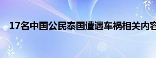 17名中国公民泰国遭遇车祸相关内容介绍