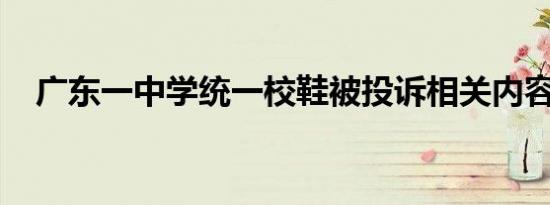 广东一中学统一校鞋被投诉相关内容介绍