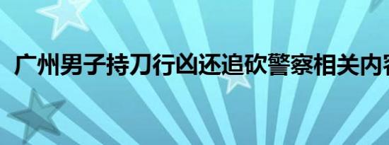 广州男子持刀行凶还追砍警察相关内容介绍