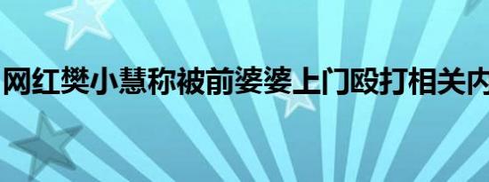 网红樊小慧称被前婆婆上门殴打相关内容介绍