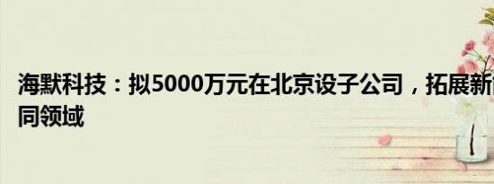 海默科技：拟5000万元在北京设子公司，拓展新能源业务协同领域