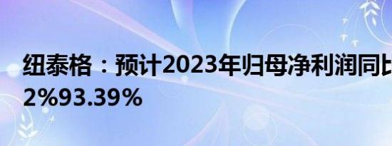 纽泰格：预计2023年归母净利润同比增69.22%93.39%