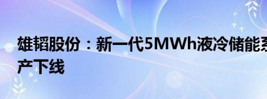 雄韬股份：新一代5MWh液冷储能系统已量产下线