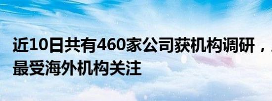 近10日共有460家公司获机构调研，广汽集团最受海外机构关注
