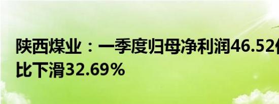 陕西煤业：一季度归母净利润46.52亿元，同比下滑32.69%