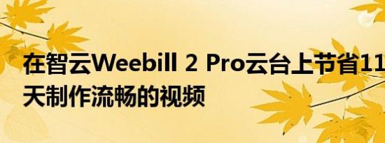 在智云Weebill 2 Pro云台上节省110美元全天制作流畅的视频