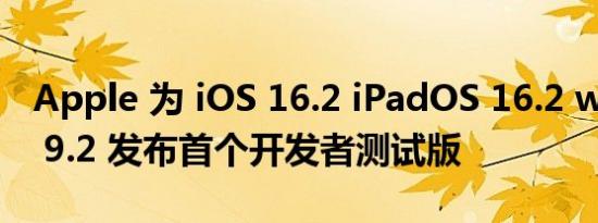 Apple 为 iOS 16.2 iPadOS 16.2 watchOS 9.2 发布首个开发者测试版