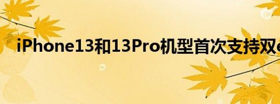 iPhone13和13Pro机型首次支持双eSIM