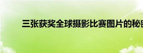 三张获奖全球摄影比赛图片的秘密
