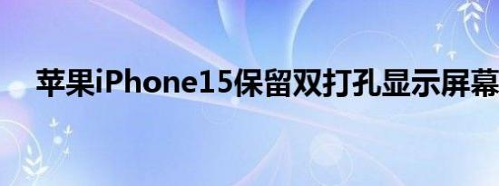 苹果iPhone15保留双打孔显示屏幕尺寸