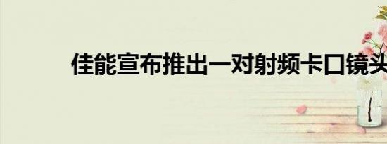 佳能宣布推出一对射频卡口镜头