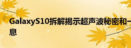 GalaxyS10拆解揭示超声波秘密和一些坏消息