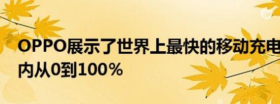 OPPO展示了世界上最快的移动充电 27分钟内从0到100％