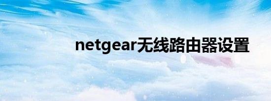 netgear无线路由器设置
