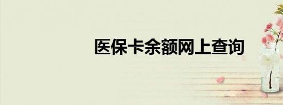 医保卡余额网上查询