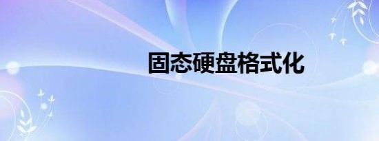 固态硬盘格式化