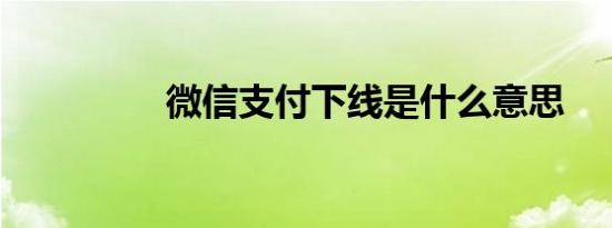 微信支付下线是什么意思