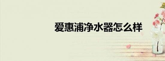 爱惠浦净水器怎么样