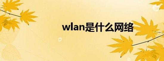 wlan是什么网络