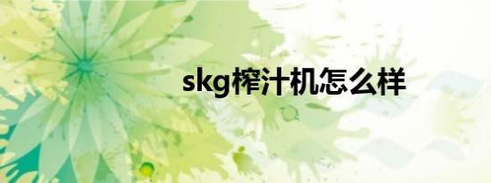 skg榨汁机怎么样