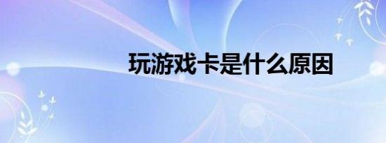 玩游戏卡是什么原因